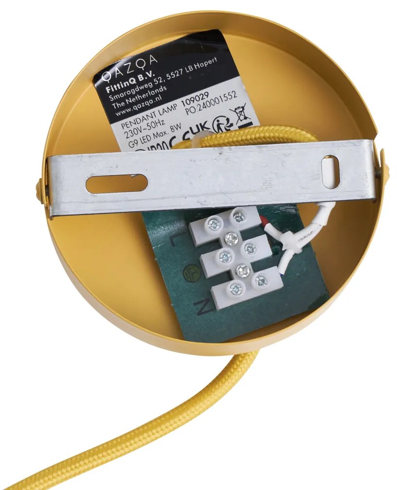 Retro hanglamp okergeel met mat glas - Fedde