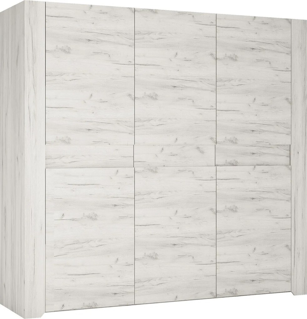 Kledingkast Salcame 115, Ambachtelijk wit, 208x220x60cm, 186 kg, Kledingkast deuren: Met scharnieren