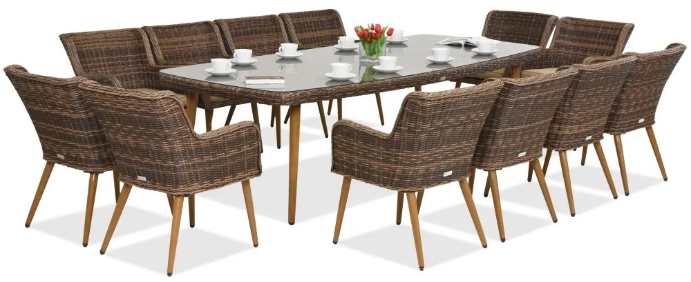 Exclusieve dining tuinset met grote tafel Córdoba voor 12 personen Garden Point bruin