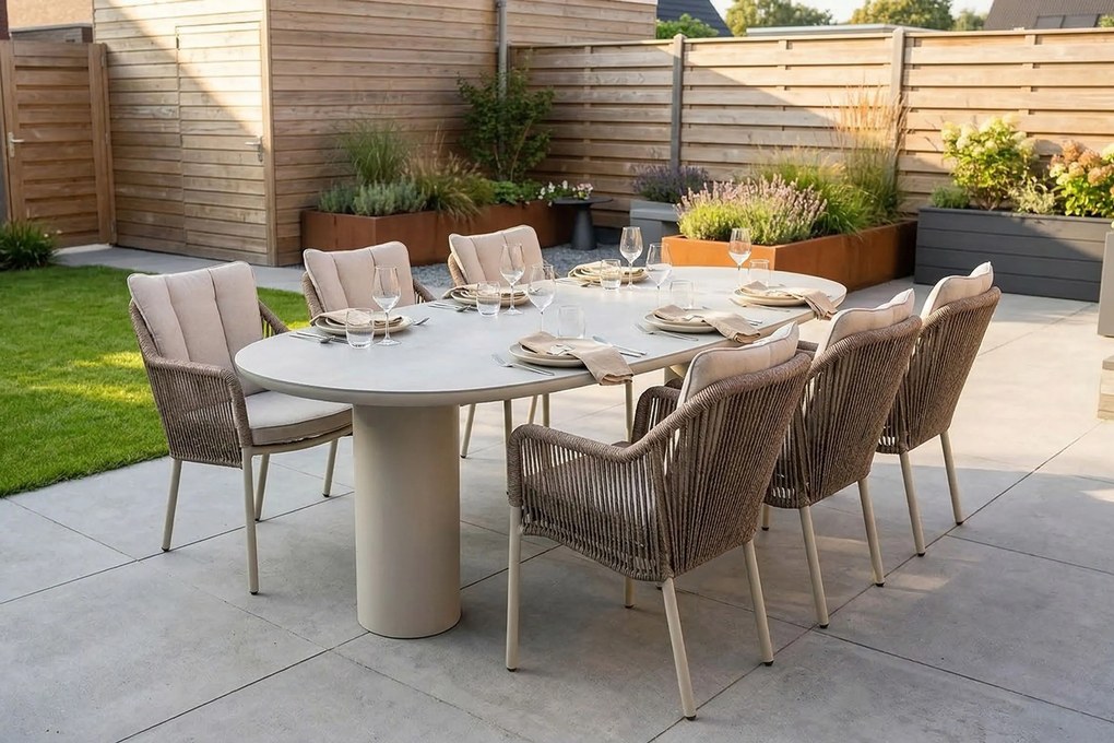 Tuinset 6 personen 240 cm Rope Taupe Lifestyle Garden Furniture Marbella/Guave