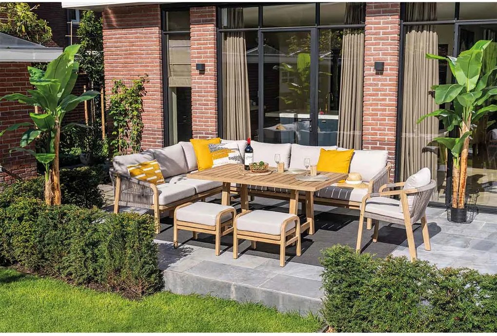 Garden Impressions Alora lounge dining set 5-delig links - grey sand