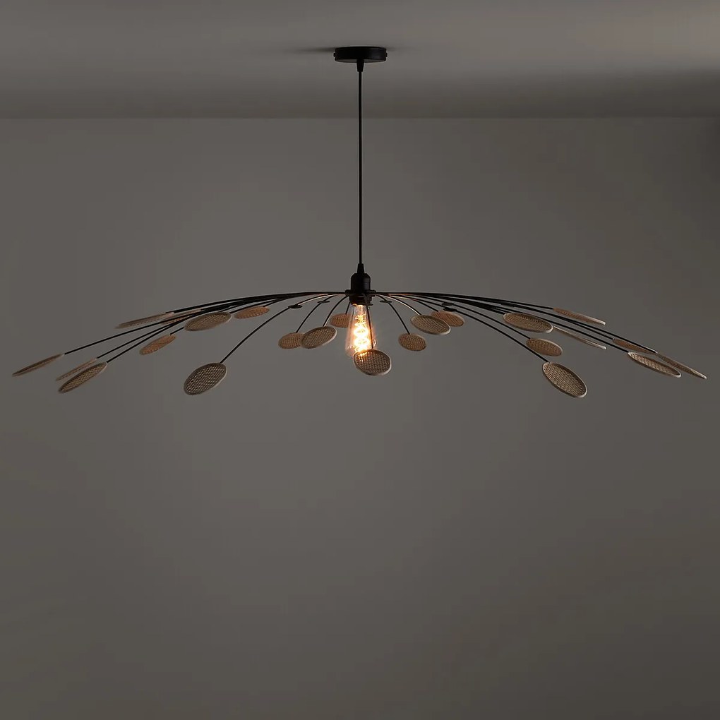 Hanglamp in metaal en rotan Ø138 cm, Léonie