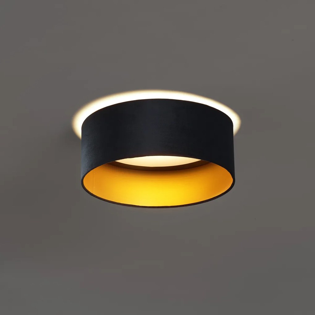 Moderne plafondlamp zwart velours 40cm incl. LED 3-staps dimbaar - Sue