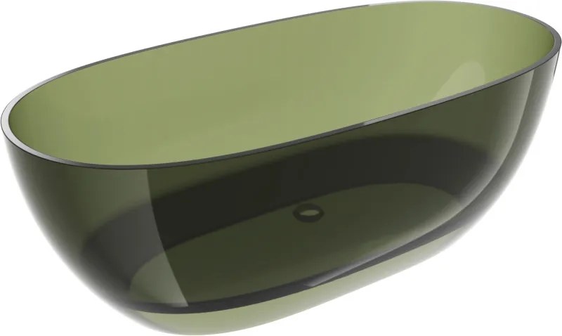 Mexen Pure olijf vrijstaande transparante badkuip 170 x 80 cm, chromen afvoer - 58071708001