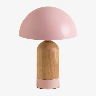 Gertie Kids tafellamp van metaal en hout Roze – hazelnoot - Sklum