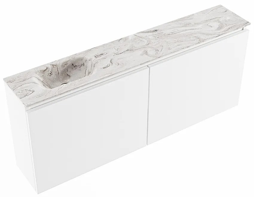 Mondiaz Ture DLux toiletmeubel 120cm talc met wastafel glace links met kraangat