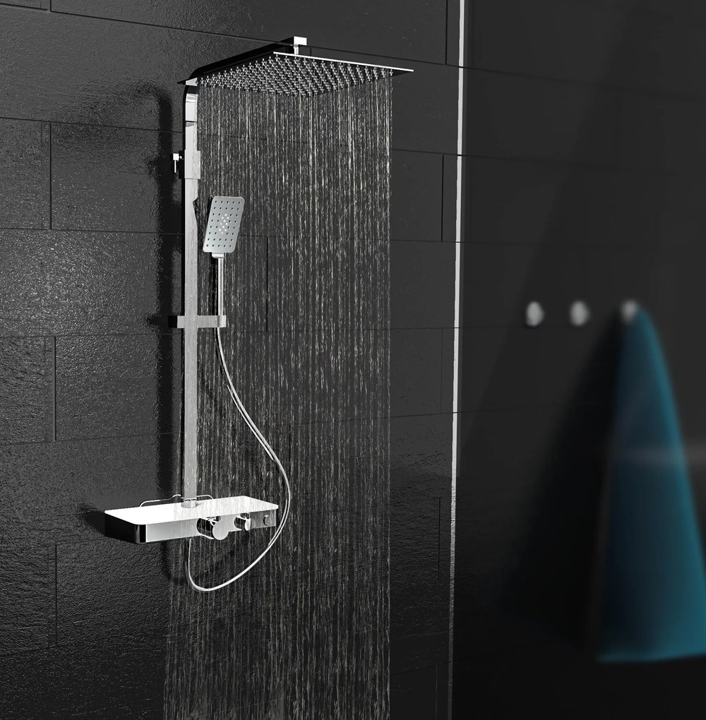 Schutte Ocean complete regendouche inclusief thermostaatkraan en planchet chroom/wit