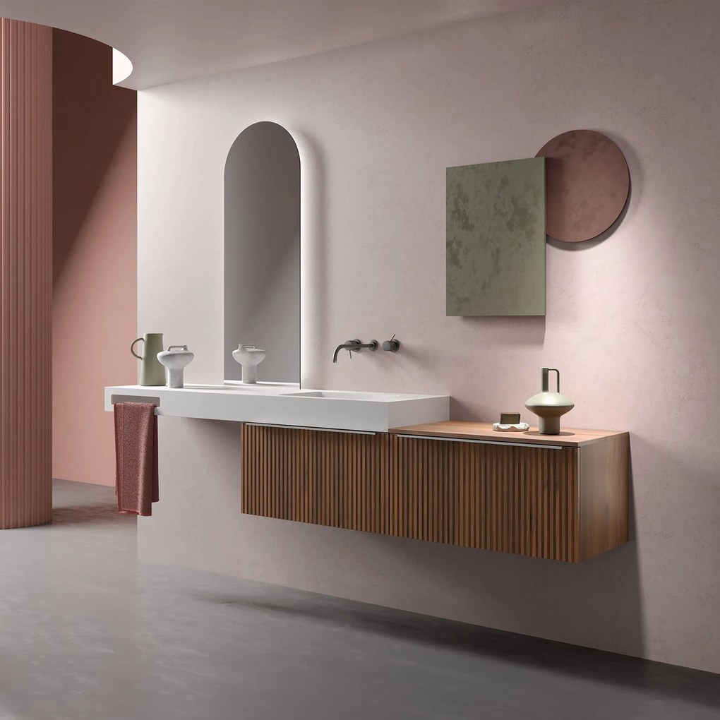 Muebles Raya onderkast ribbelfront 80cm met 1 softclose lade walnoot