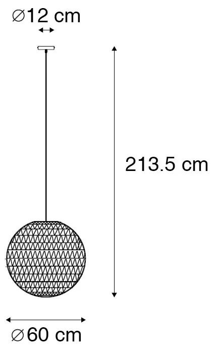 Stoffen Eettafel / Eetkamer Retro hanglamp wit 60 cm - Lina Ball 60 Design, Modern, Retro E27 Draadlamp bol / globe / rond Binnenverlichting Lamp
