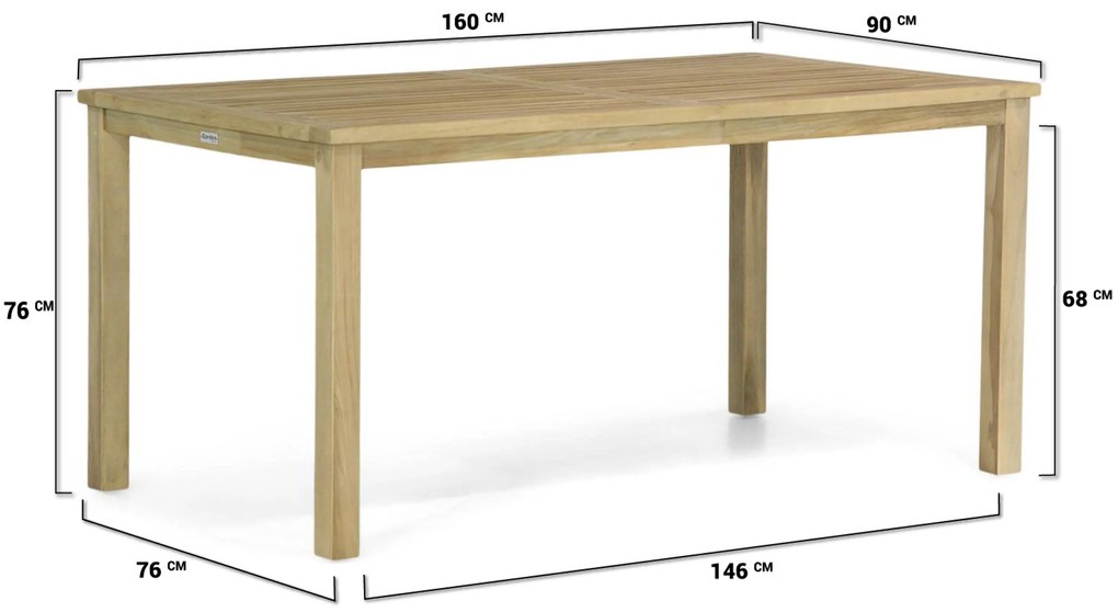 Tuinset 4 personen 160 cm Wicker Grijs Garden Collections Edingburgh/Weston