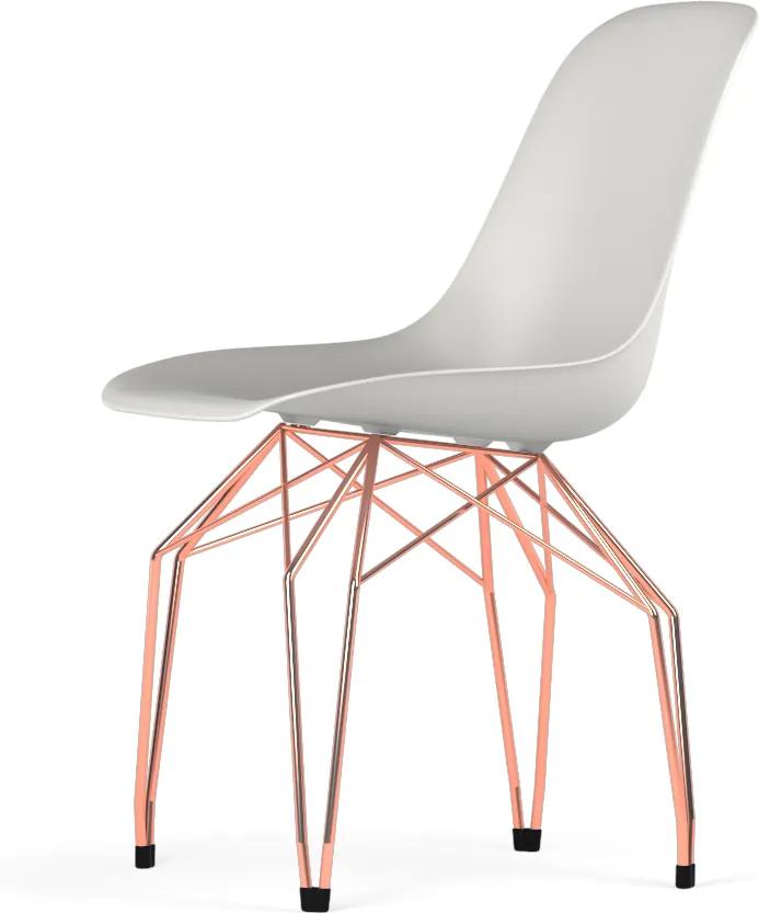 Kubikoff Diamond stoel - V9 Side Chair Shell - Lichtbruin - Koper onderstel -