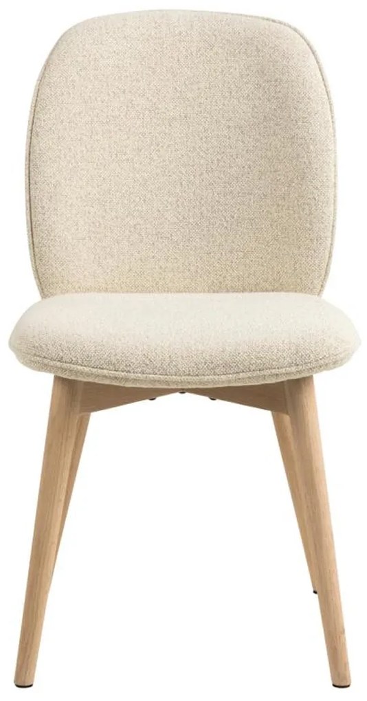 Eetkamerstoel Met Houten Poten Beige Boucle