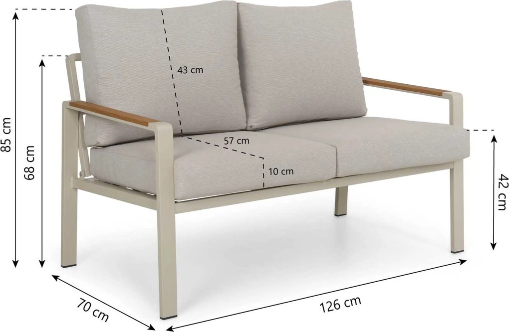 Stoel en Bank Loungeset 4 personen Aluminium Zand/Beige  Domani Furniture Leaf