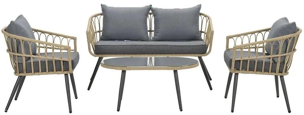 Showroommodel Franklin stoel bank loungeset 4 delig naturel wicker