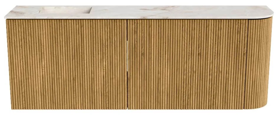 Mondiaz Joya DLux 110cm toiletmeubel ronding rechts oak met wastafel faye links 1 kraangat frappe