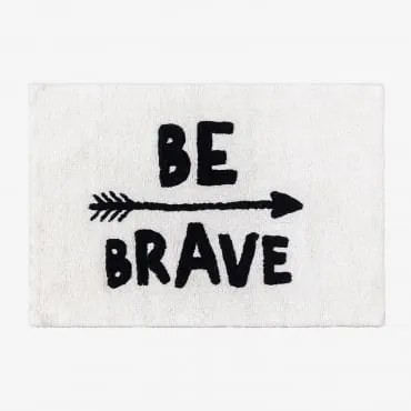 Rechthoekig Kleed 60x90 Cm Van Katoen Brave Kids Wit – Zwart - Sklum