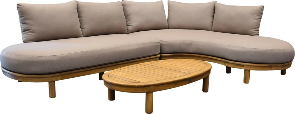 Eleganza organische hoek loungeset 3 delig hardhout