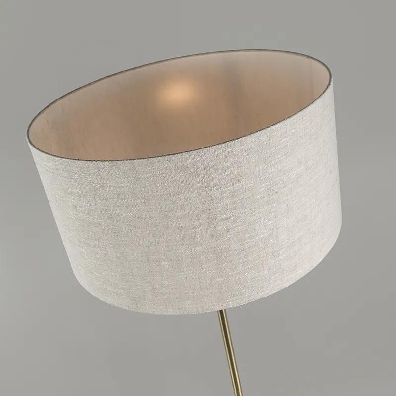 Vloerlamp messing met grijze kap 50 cm - Kaso Modern, Retro E27 rond Binnenverlichting Lamp