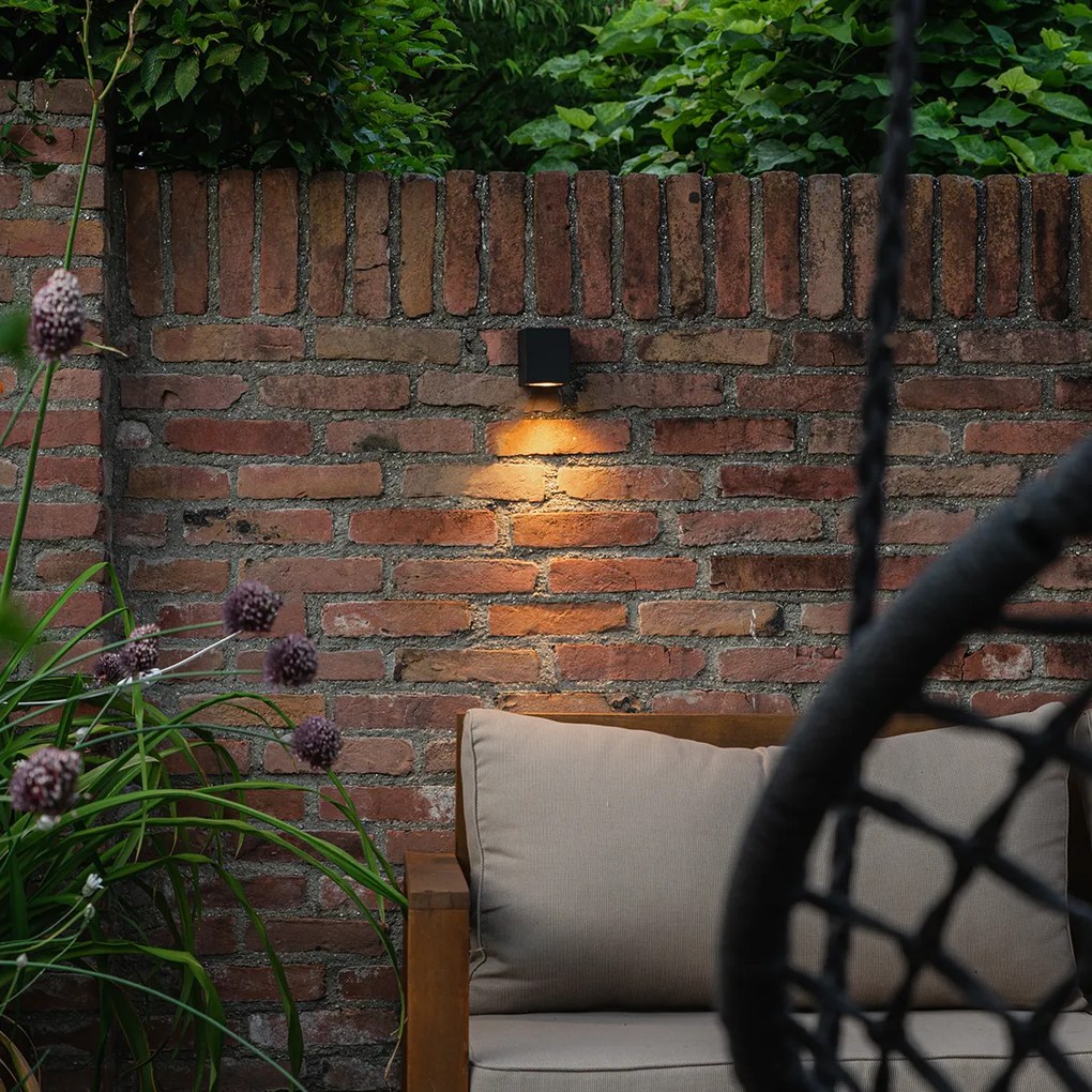 Smart buiten wandlamp zwart IP65 incl. Wifi GU10 50mm - Baleno