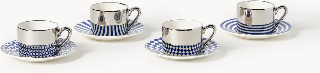 Handgemaakte espressokopjes Aunty met schoteltjes, 4-delig