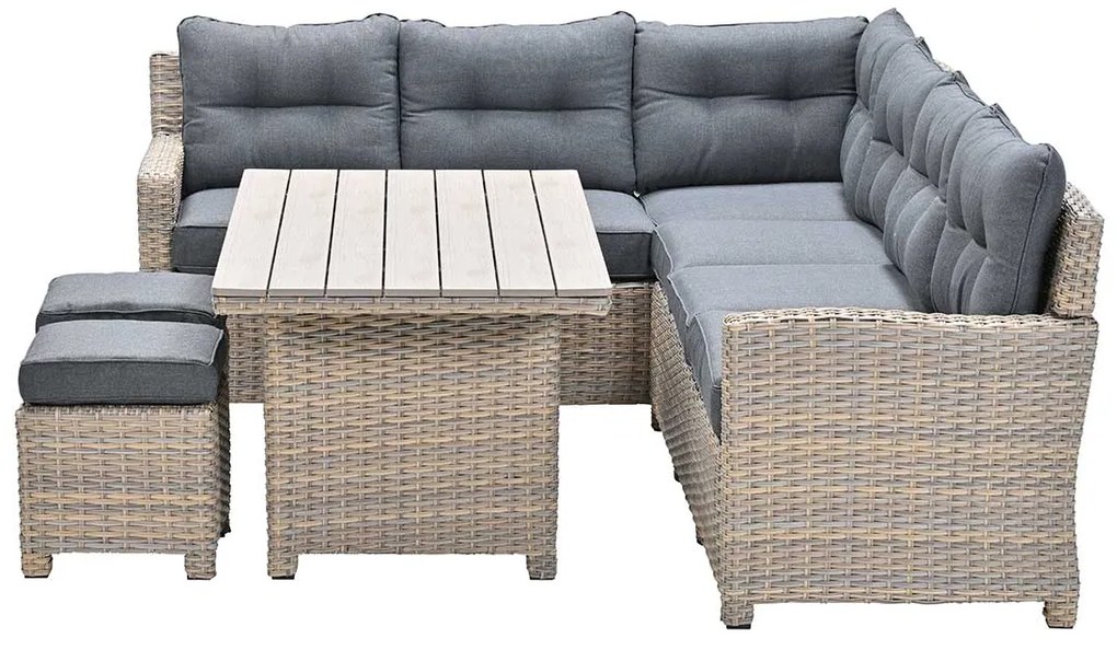 Garden Impressions Alaska lounge dining set 5-delig links - light teak vironwood