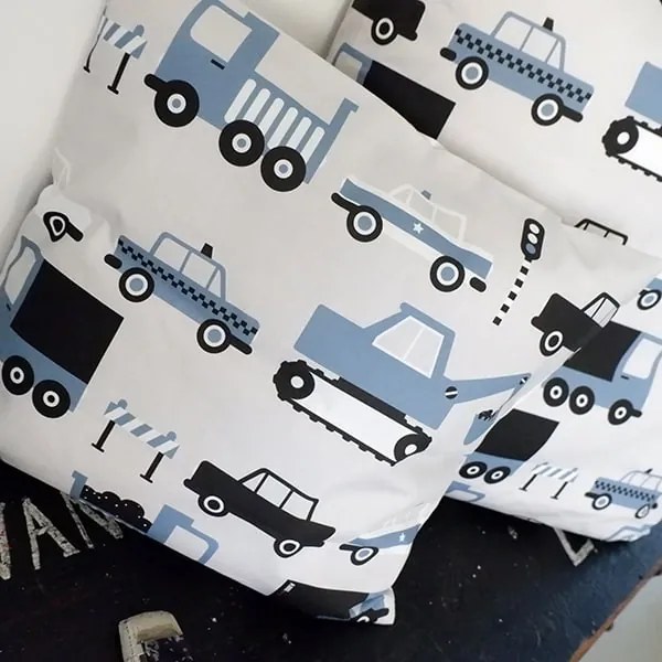 ANNI Design - Kussen Kinderkamer Auto Jeans - Blauw
