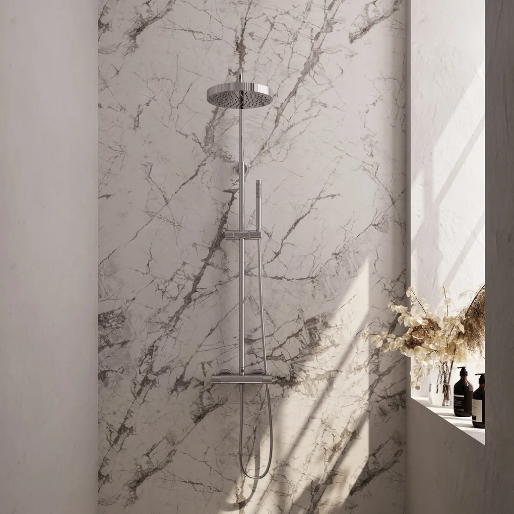 Brauer Stripe opbouw regendouche met 25cm hoofddouche en staafhanddouche chroom