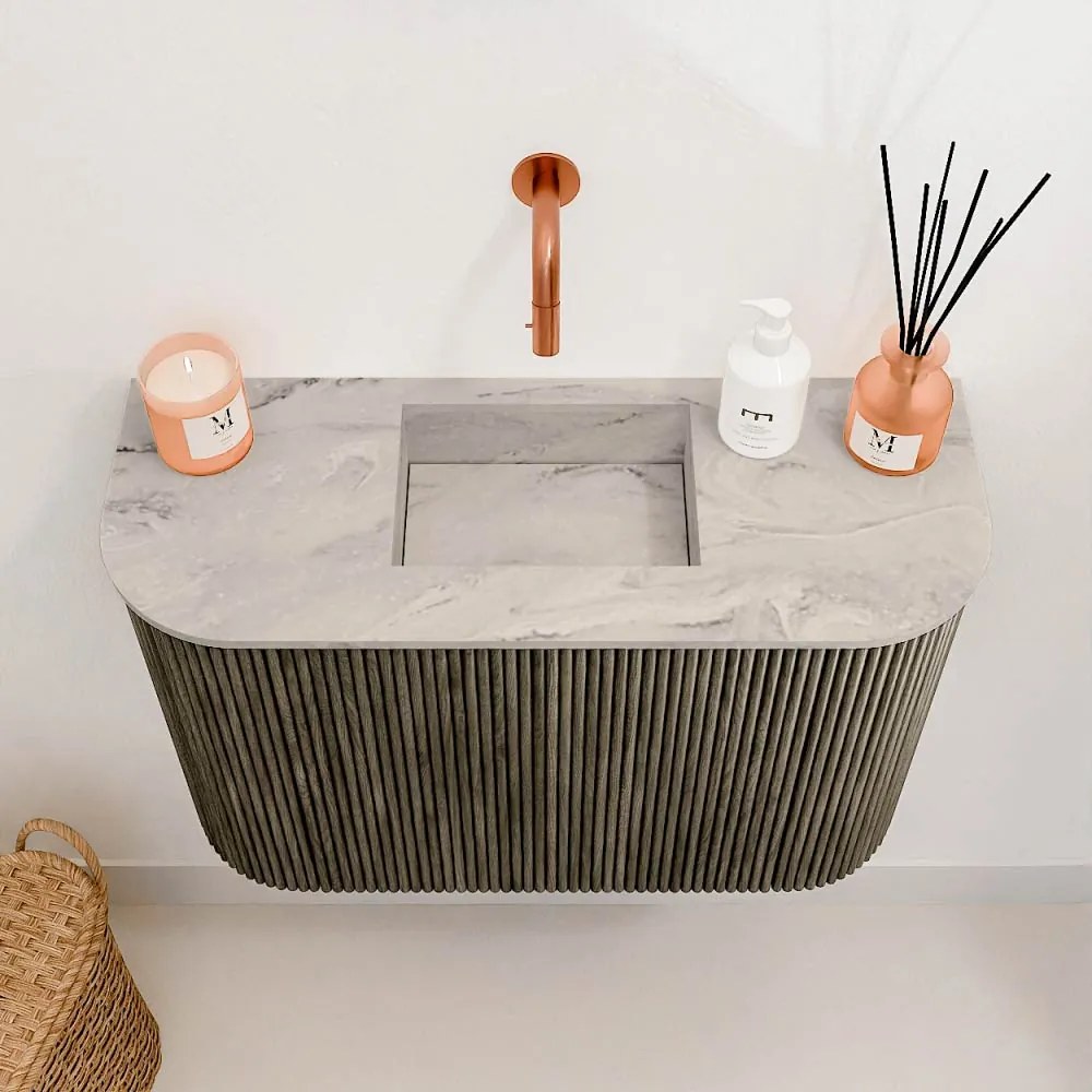 Mondiaz Joya DLux 65cm toiletmeubel ronding links/rechts shadow met wastafel faye midden zonder kraangat glace