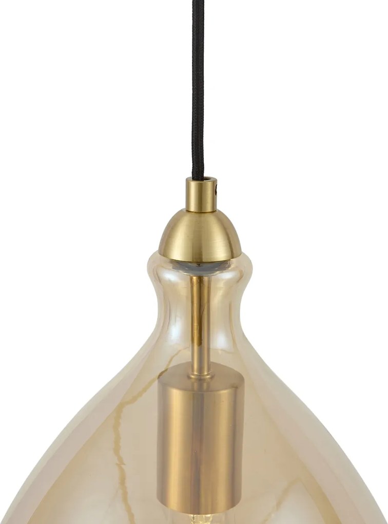 Moderne hanglamp goud met amber glas 3-lichts - Traditional