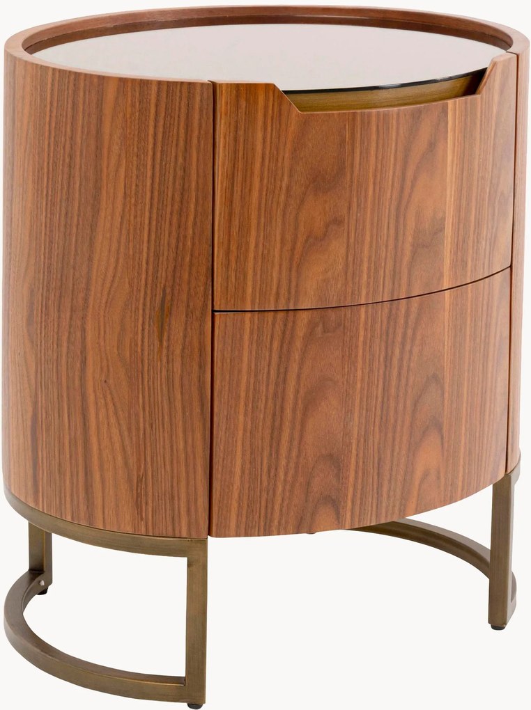 Ladekast Small Giorgio met glazen blad en lades met houtlook