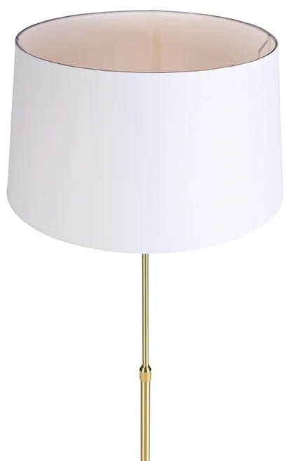 Smart vloerlamp goud met linnen kap wit 45 cm incl. Wifi A60 - Parte