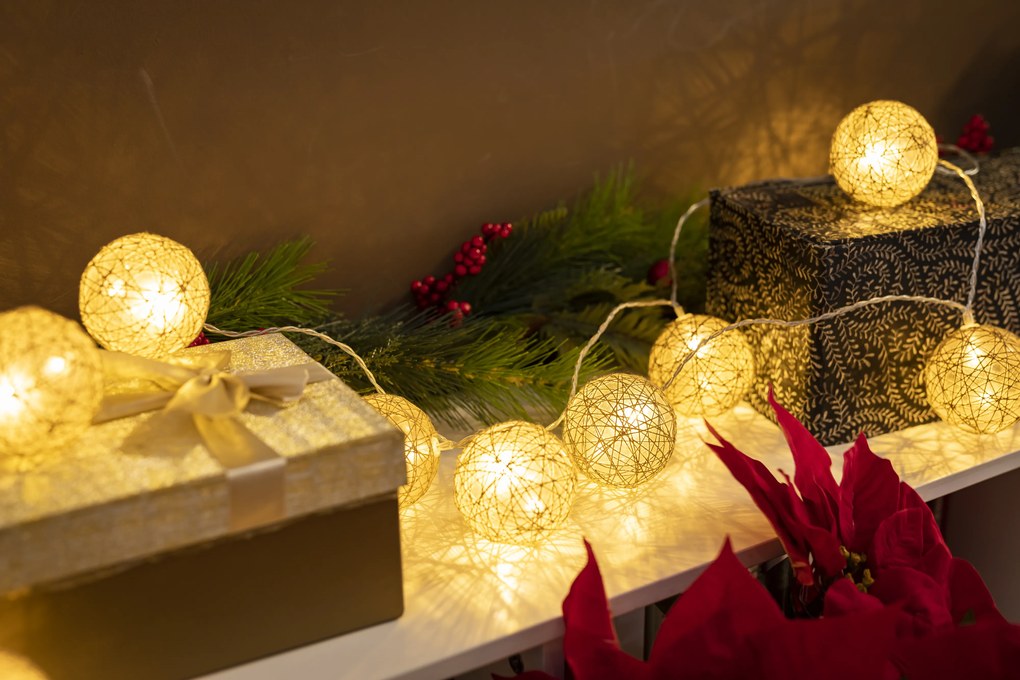 Kerst buiten lichtsnoer 3,3m incl. LED 10-lichts - Pallina Draadlamp IP44 Buitenverlichting