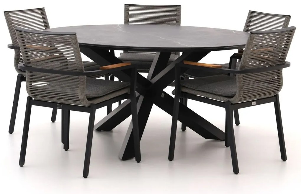 Diningset Bellagio  | 5 personen sintered stone | Tuinset stapelbaar | 6-delig | Kees Smit Tuinmeubelen