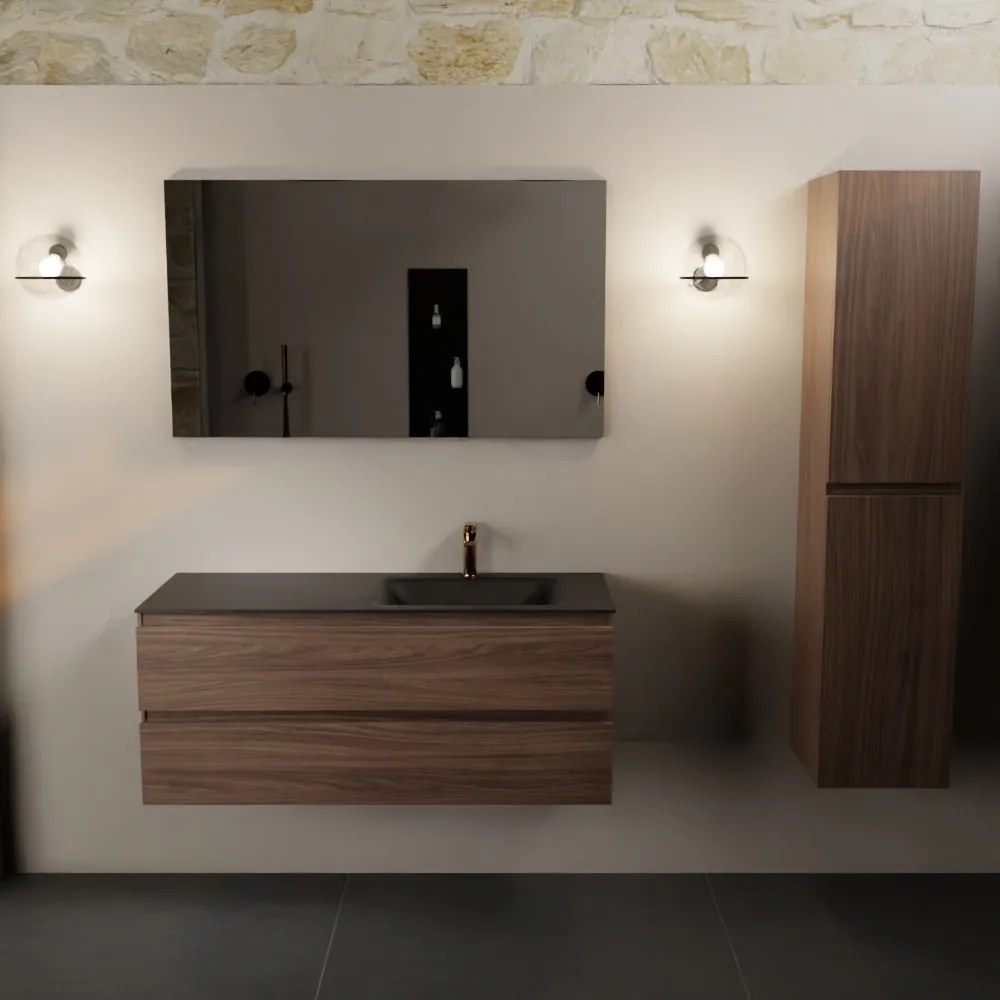 Mondiaz Aivy badmeubel 120cm mocha met wastafel solid surface urban rechts 1 kraangat