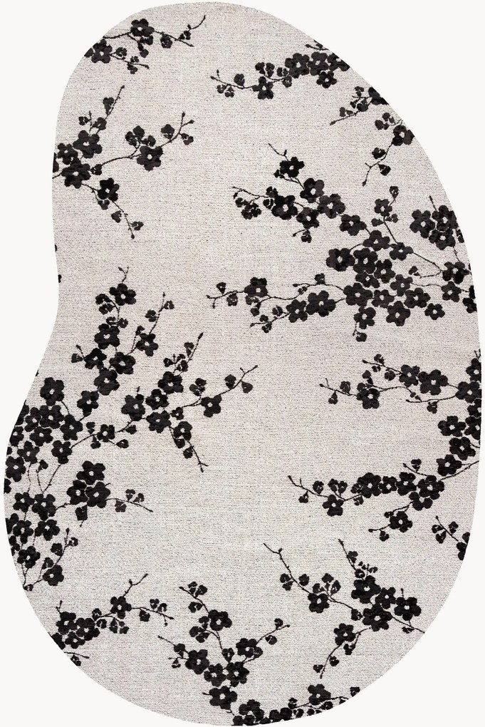 Wasbaar jacquard in- & outdoor vloerkleed Sakura in organische vorm