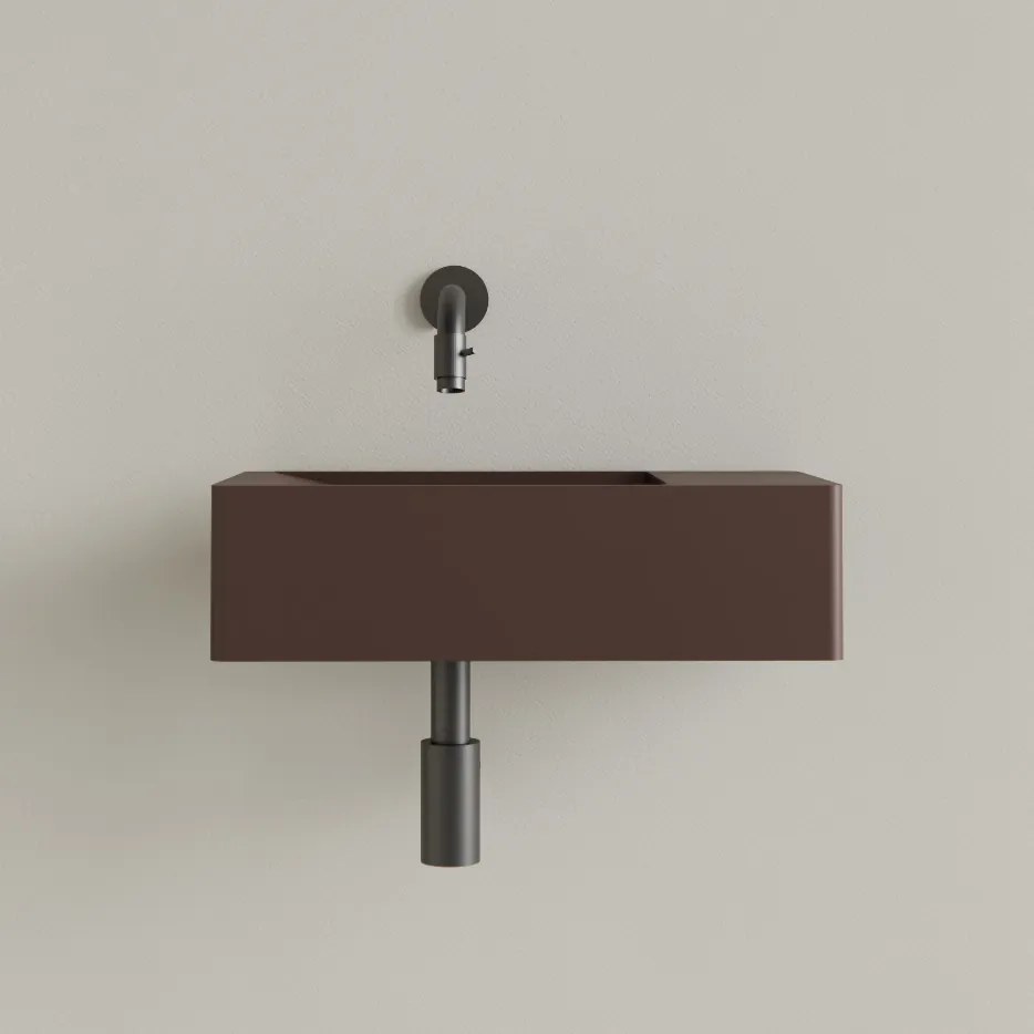 Sanigoods Luko fontein 40x22cm rechts zonder kraangat choco bruin
