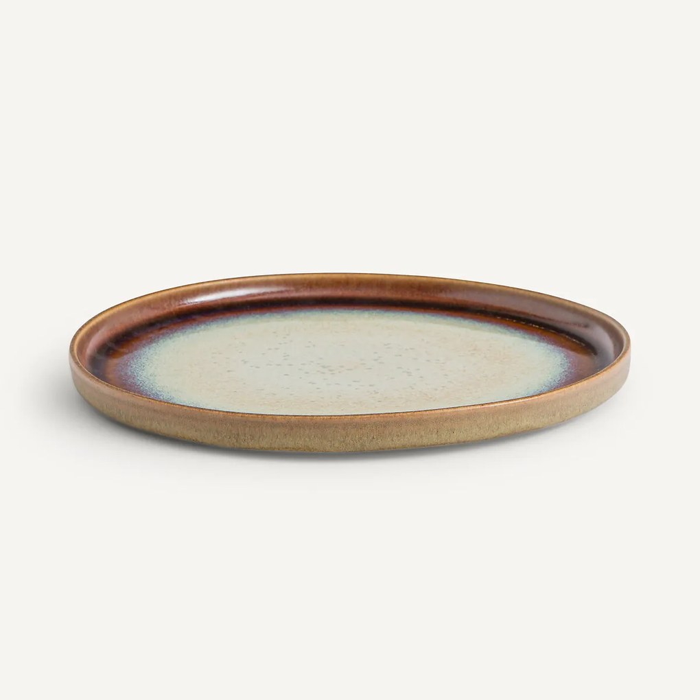 Set van 4 platte borden in iriserend aardewerk, Liega