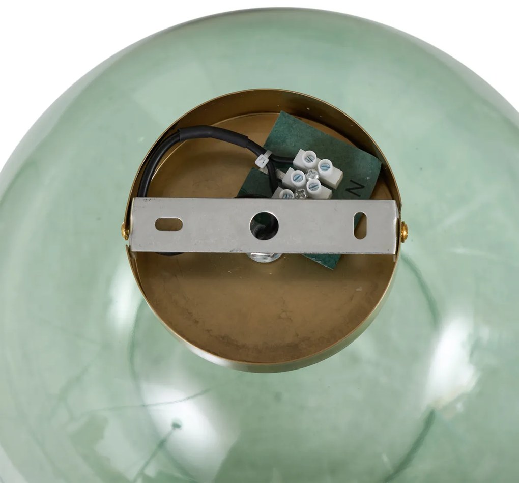 Art Deco plafondlamp messing met groen glas - Sandra