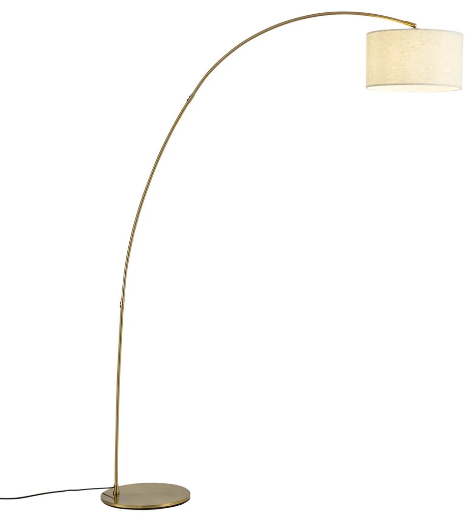 Moderne booglamp messing met beige kap - Vinossa