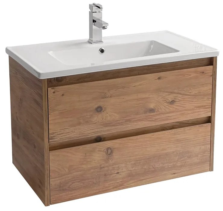 Sanicare Avenza badmeubel 80cm arrano oak met keramische wastafel wit