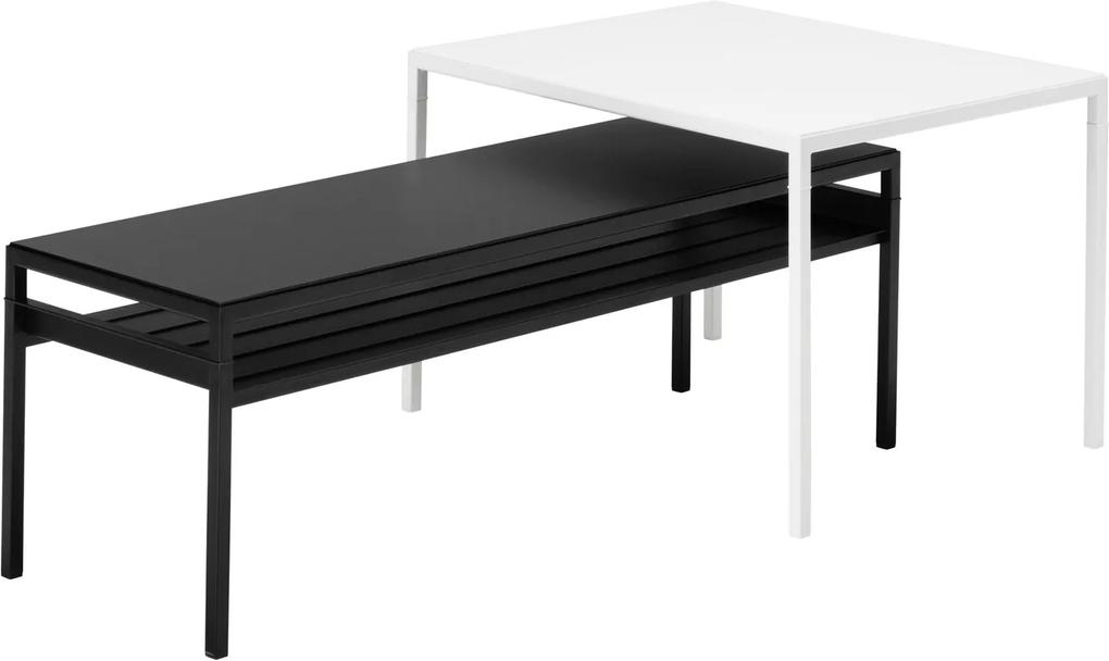 NYBODA Set bijzettafels keerbaar tafelblad set van 2/wit/zwart