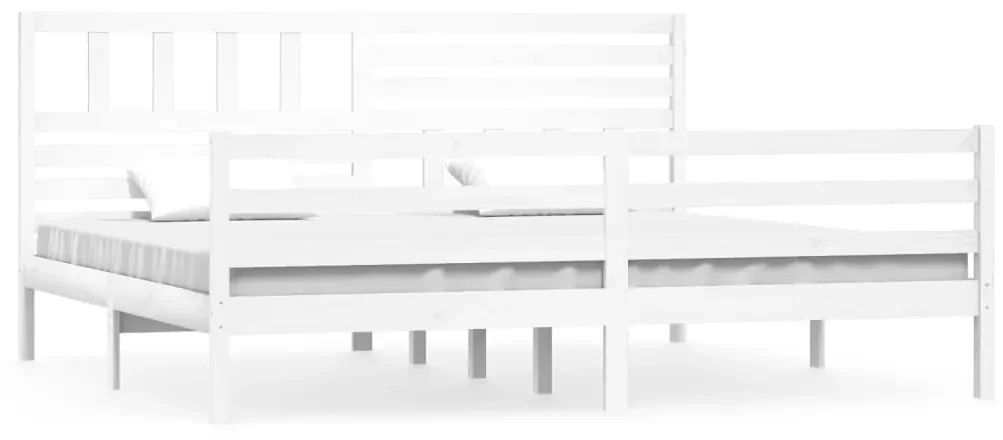 vidaXL Bedframe massief hout wit 180x200 cm 6FT Super King