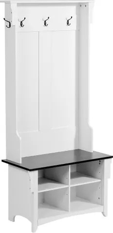 VEVOR Houten Kapstok met Bank &amp; Schoenenrek, Witte Kapstok met Verstelbare Planken &amp; 5 Haken om op te Hangen &amp; 4 Laden, voor Hal