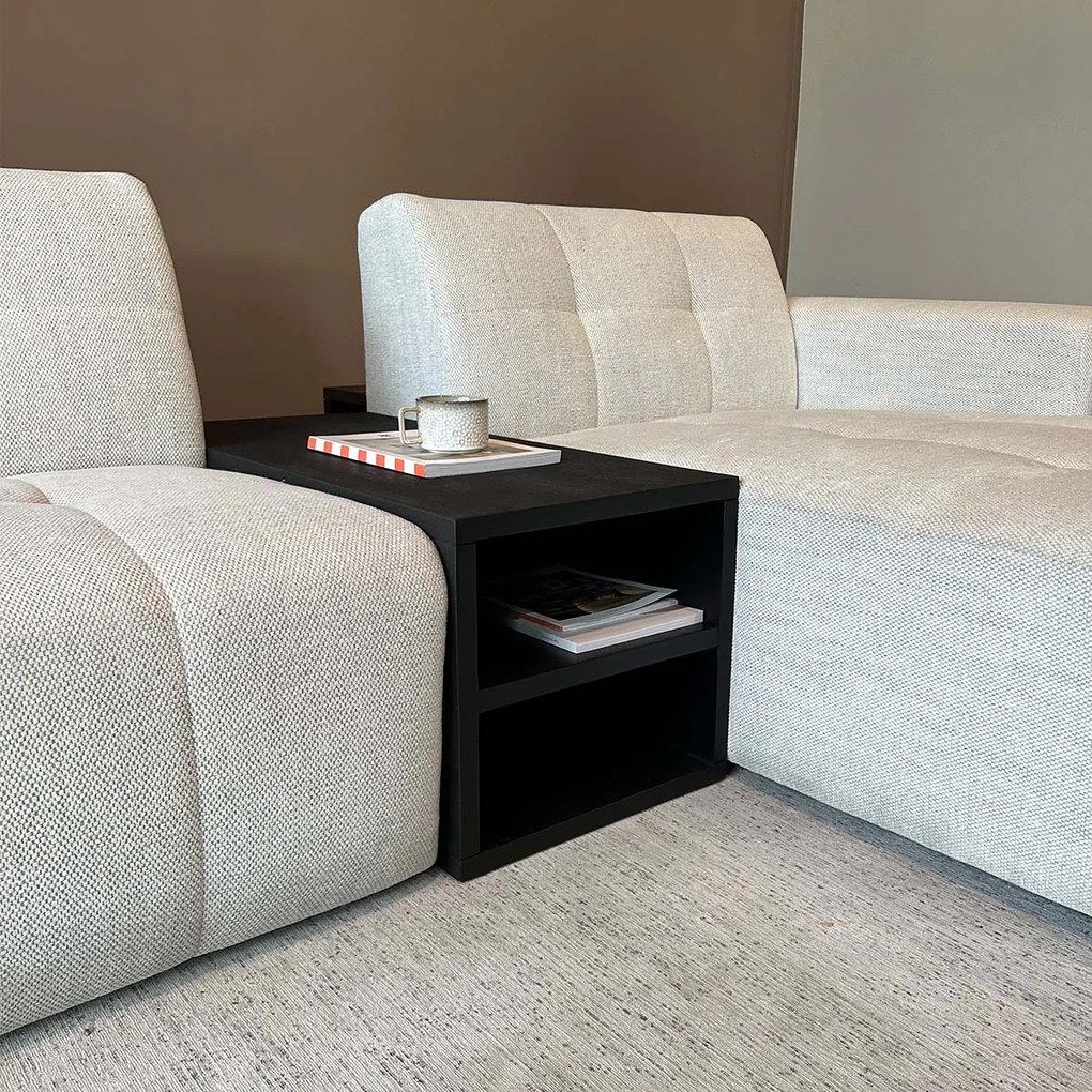 Banktafel Zwart Met Opbergruimte - 92 X 42cm.