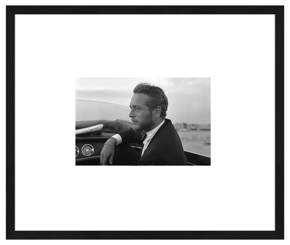 Rivièra Maison - Wall Art Paul Newman in Car 60x50 - Kleur: zwart