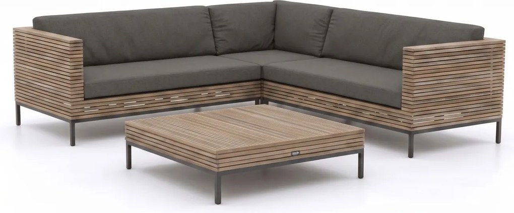 Hoek loungeset ROUGH  | 5 personen | Loungeset Old Teak Greywash | Hoekbank Teakhout | 250x250cm | Kees Smit Tuinmeubelen