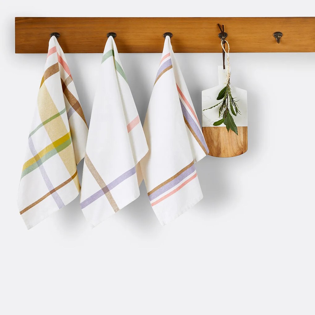 Set van 3 theedoeken in geweven-geverfde katoen, Breda