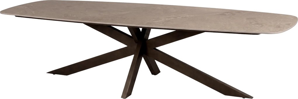 Taste by 4 Seasons Prado tuintafel terre met keramisch blad in barrelvorm 300 x 110 cm Tuintafel bruin weerbestendig