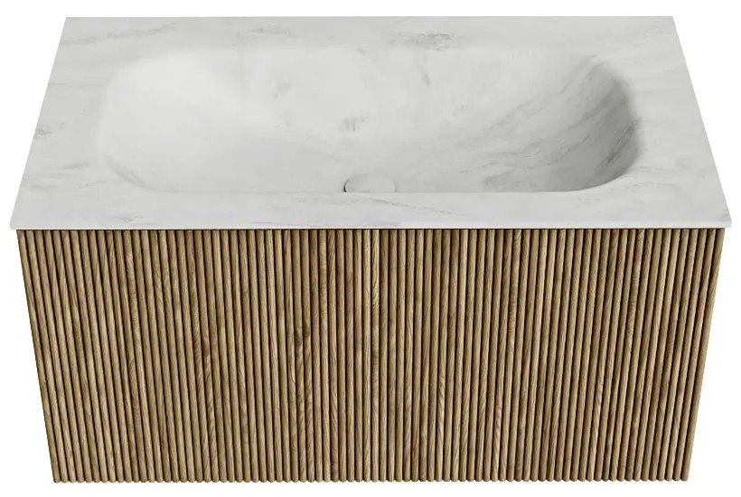 Mondiaz Kurve-dlux 80cm badmeubel dusk met 1 lade en wastafel big small midden 1 kraangat opalo