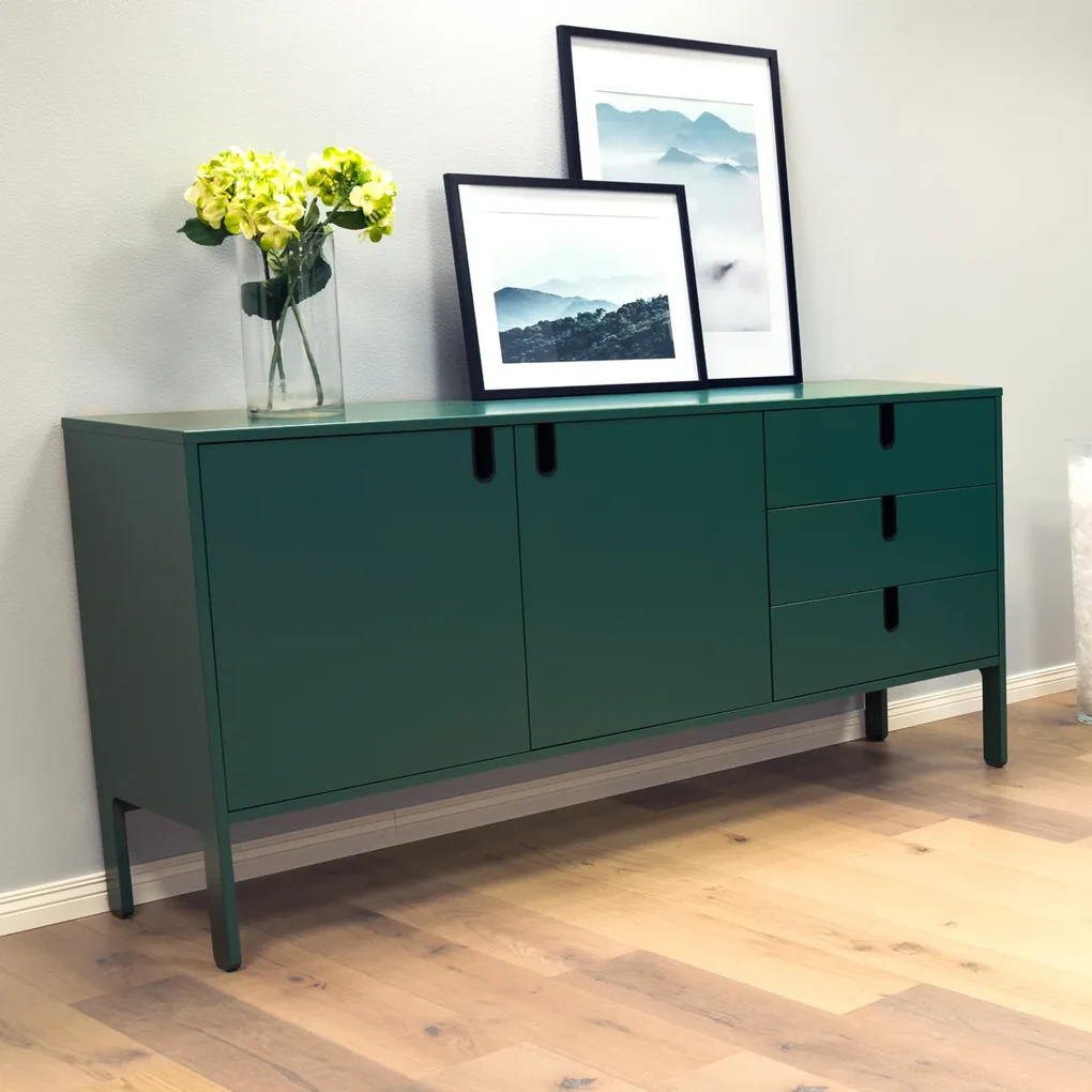 Tenzo Uno Modern Dressoir Met Lades Groen - 171x46x86cm.